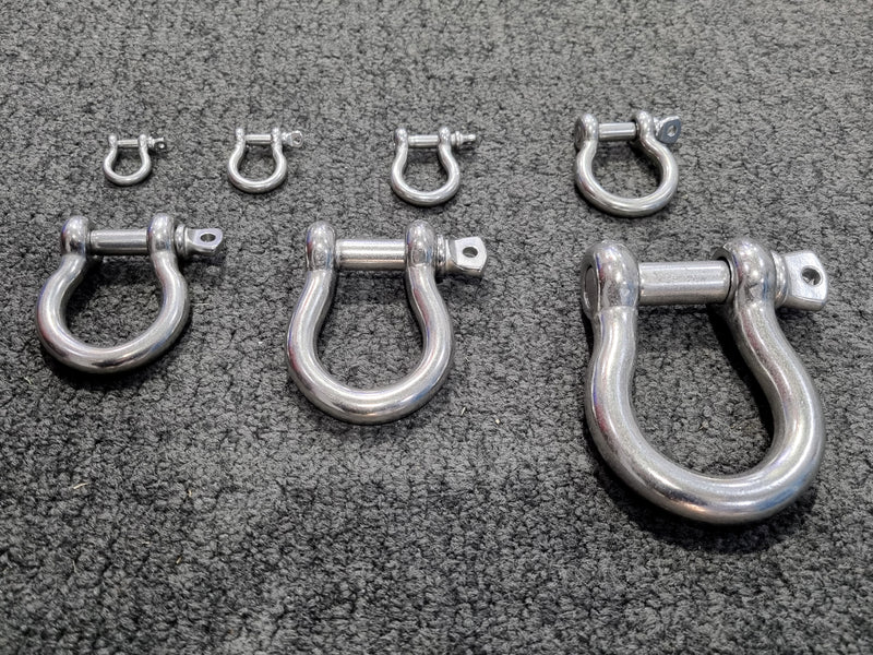 Stainless Steel Bow Shackles 8 sizes