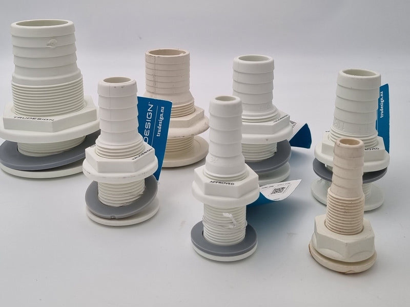 Skin Fitting with Hose Tail End (7 sizes)