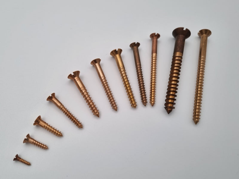 Wood screws Silicon Bronze true wood screw style slotted drive 47 sizes