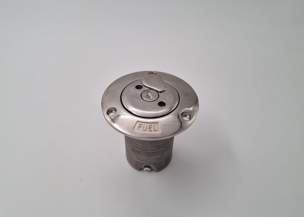 Metal fuel valve on a gray background