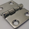 Metallic hinge on a gray background