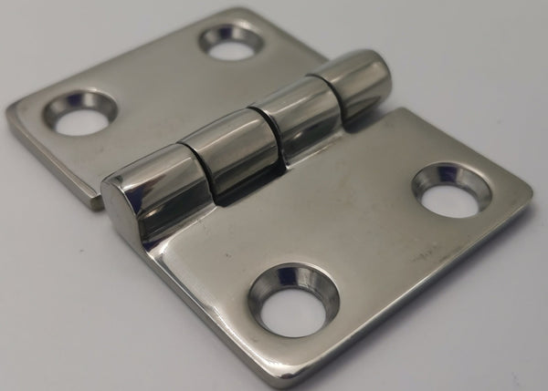 Metallic hinge on a gray background
