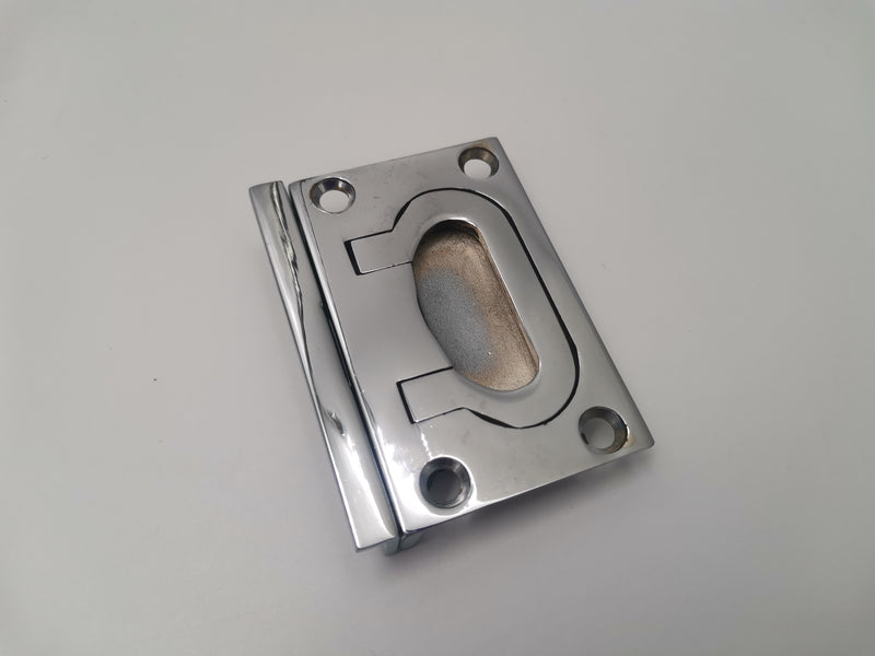 LIFT HANDLE WITH CATCH chrome over brass rectangular