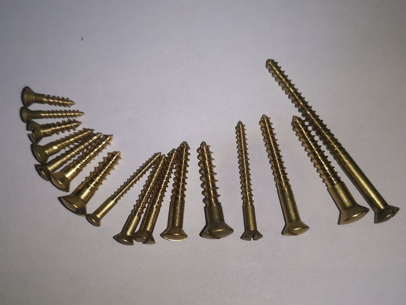 Wood screw Brass Countersunk Raised head slotted drive