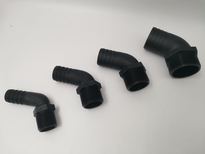 Elbow 120 degree Fibre Glass Male Thread to Male Hose Barb