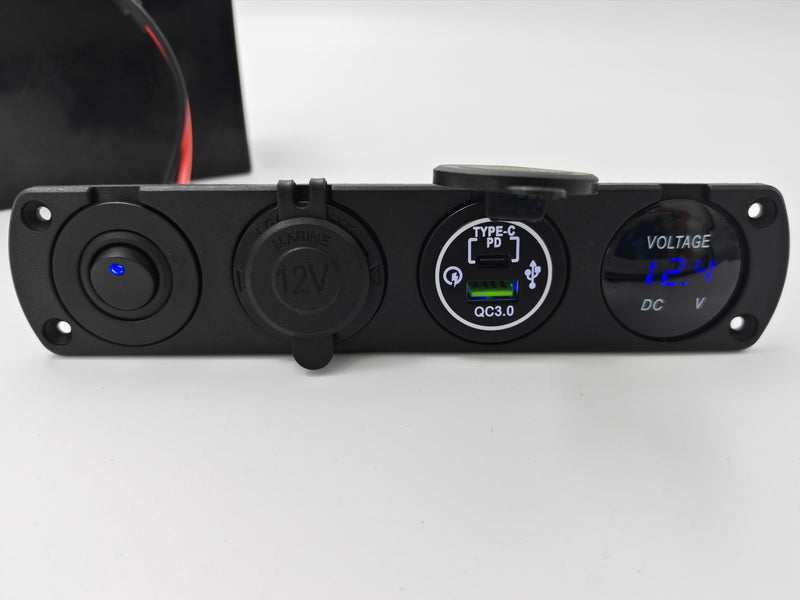Switch panel for USB and cig socket with voltmeter