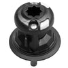 Black suction base on a white background