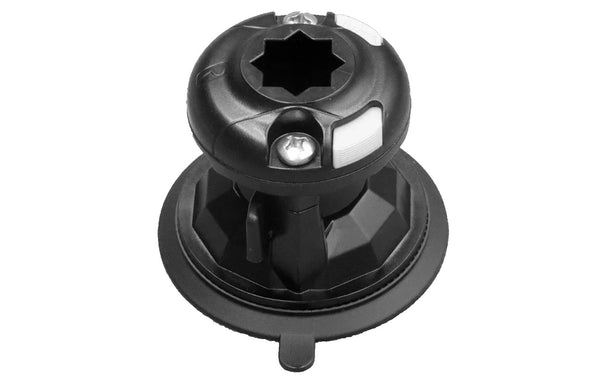 Black suction base on a white background