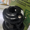 Black lock mechanism on a green background with text