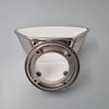 Metallic cone-shaped vent scoop base on a gray background