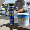 Man at a marina with Star brite marine products on a table