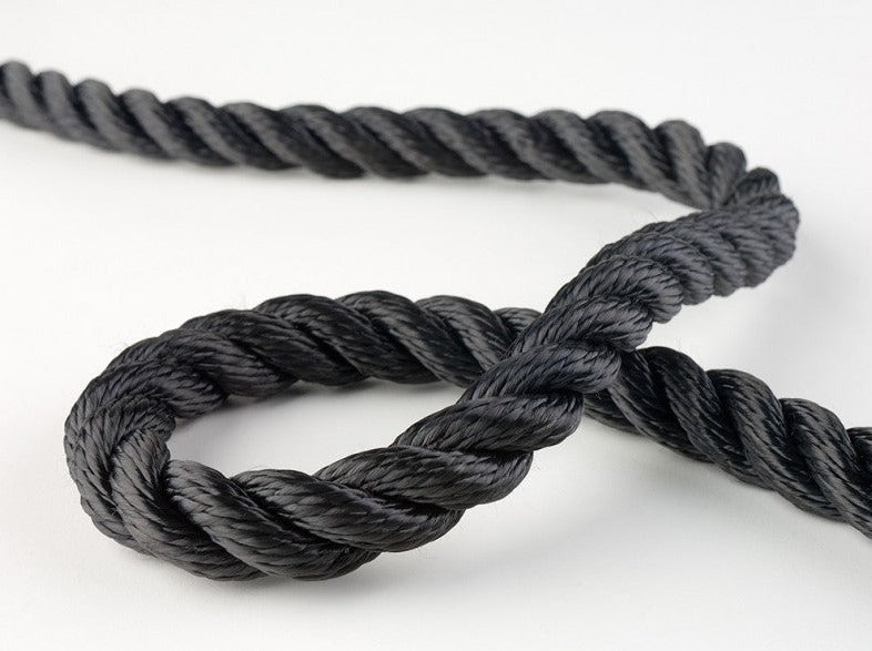 Black Polyester Rope Twisted 3 strand 5 sizes Boat NZ