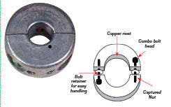 ZINC SHAFT ANODE FOR 1" diameter Propeller shaft, narrow
