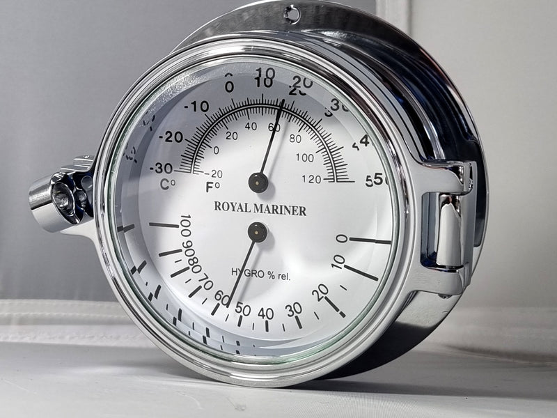 Hygrometer (Thermometer and Humidity) 75mm face diameter, 116mm base dia.
