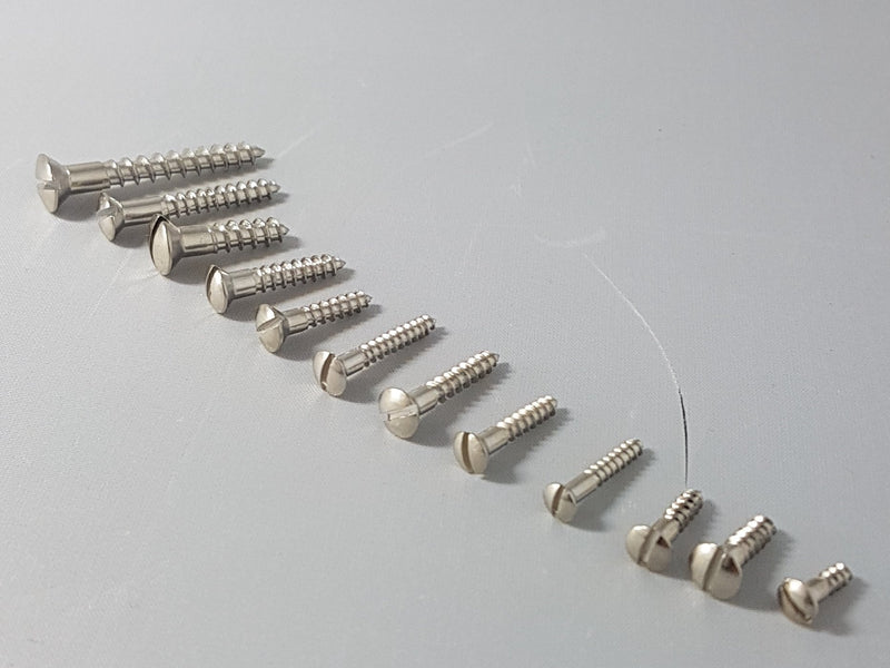 Slotted Oval Nickel Plated over brass wood screws